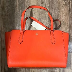 Tory Burch Vibrant Orange Emerson Tote Bag